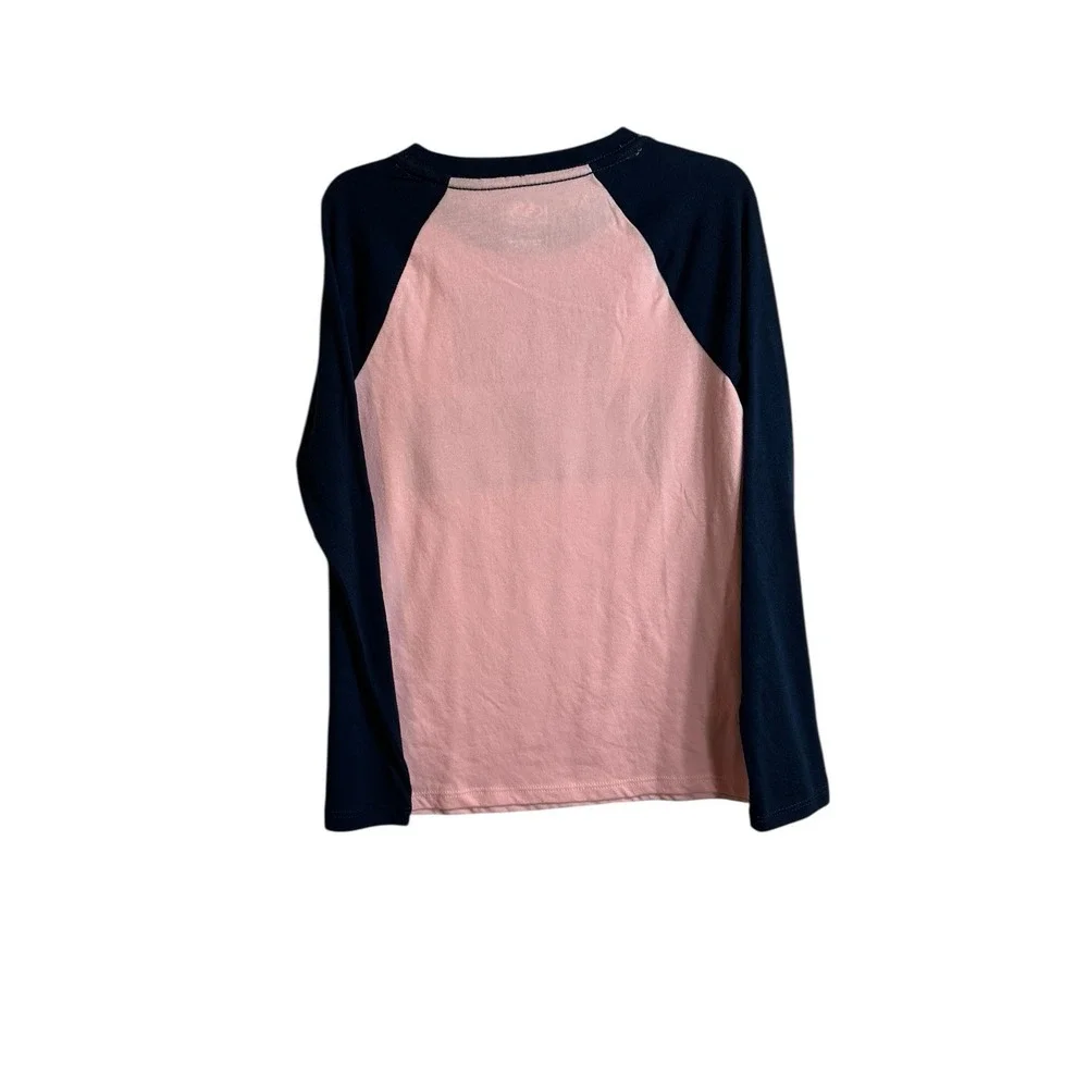 athletic works girls long sleeve pink‎ & navy blue shirt top size SMALL 6 6X